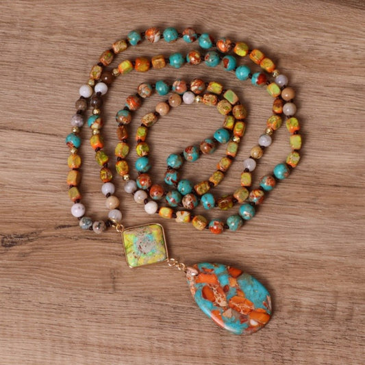 Bohemian Beaded Pendant Necklace