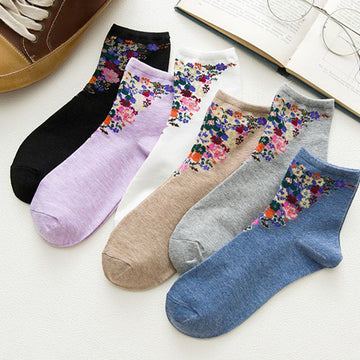 Pack Of 6 Pairs Of Floral Socks