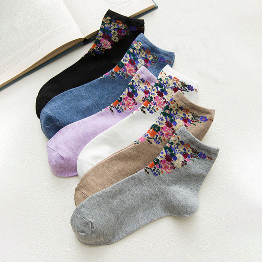 Pack Of 6 Pairs Of Floral Socks