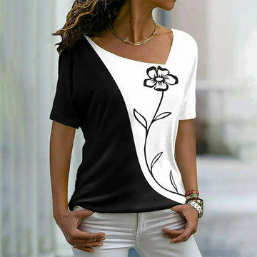 Floral Print Contrast T-Shirt