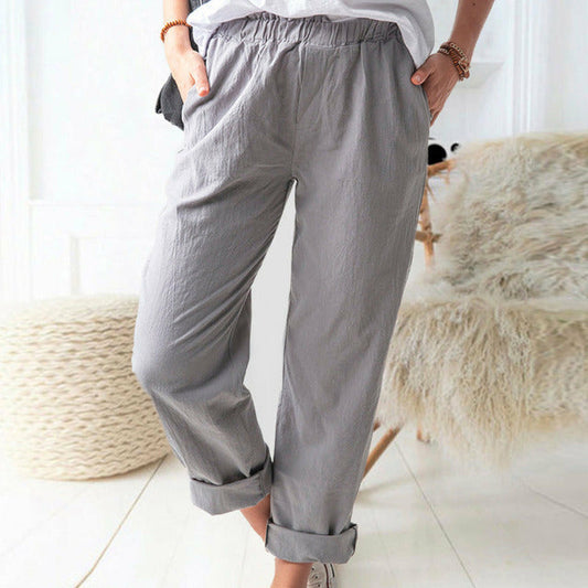 Solid Color Casual Pants