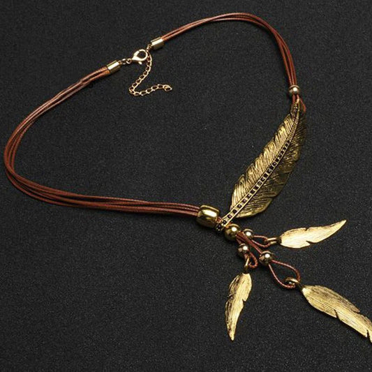 Vintage Feather Pendant Necklace