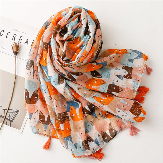 Creative Cat Print Scarf