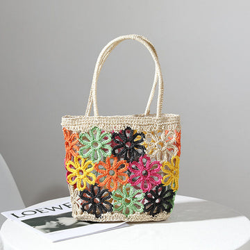 Hollow Out Flower Straw Bag