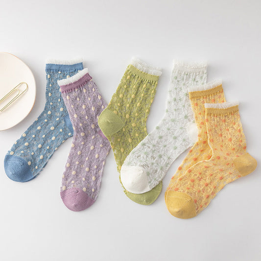 Floral Jacquard Breathable Socks