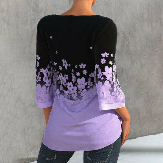 Elegant Floral Print T-Shirt