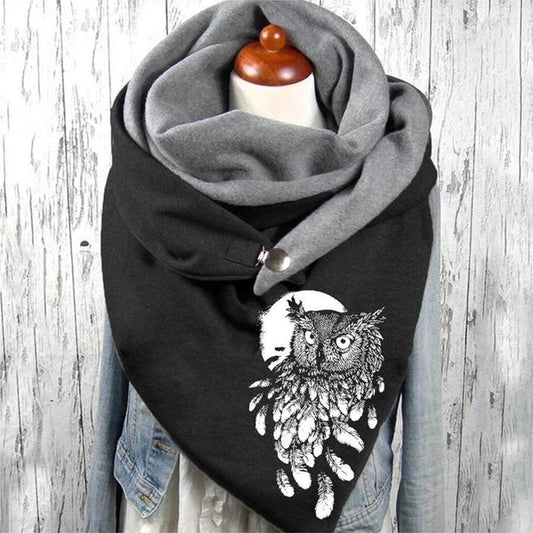 Casual Warm Owl Print Scarf