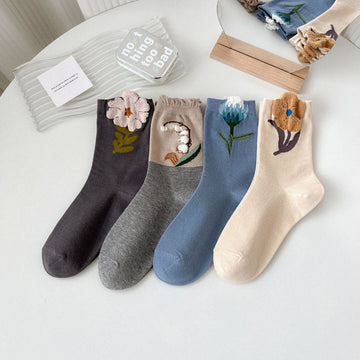 Casual Floral Jacquard Socks