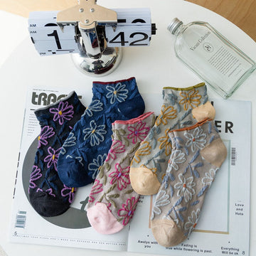 Pack Of 5 Pairs Of Floral Jacquard Socks