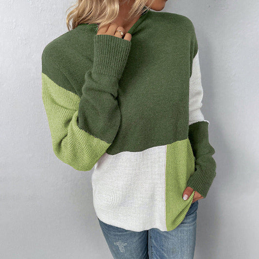 Contrast Color Casual Sweater