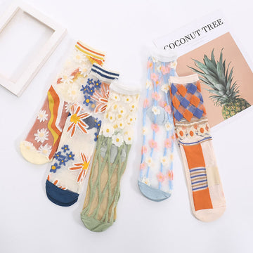 Floral Jacquard Breathable Socks