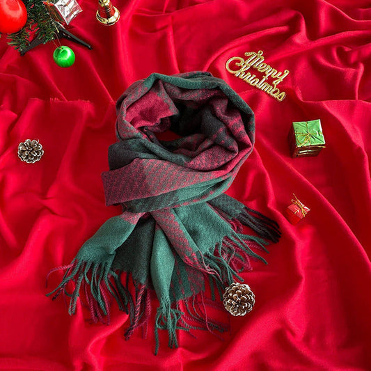 Christmas Plaid Fringed Scarf