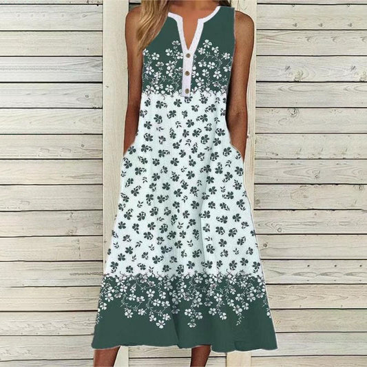 Casual Floral Sleeveless Dress