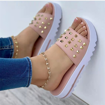 Rivet Decoration Platform Slippers