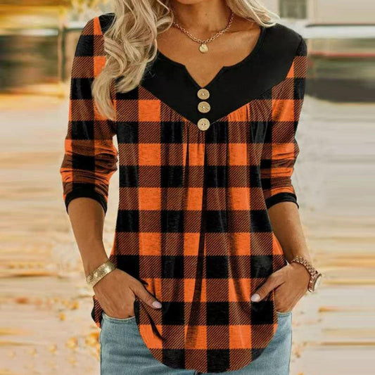 Vintage Plaid Patchwork Blouse