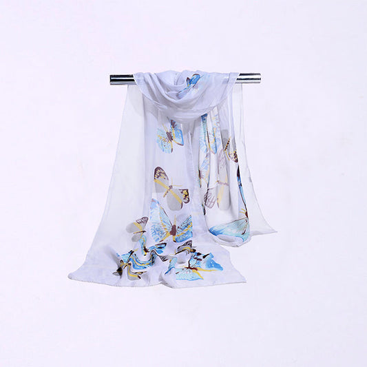 Butterfly Print Silk Scarf