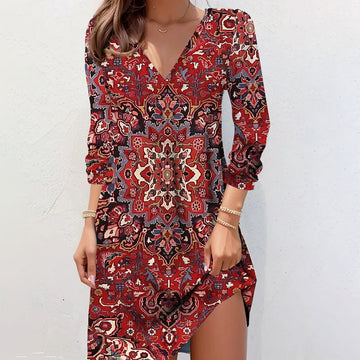 Vintage Ethnic Print Dress