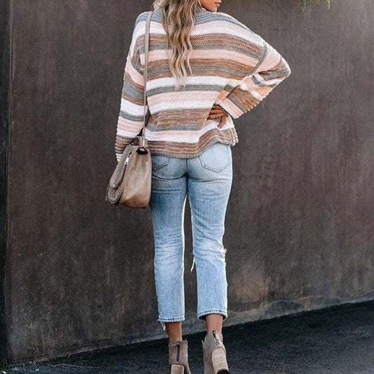 Casual Striped Knit Sweater