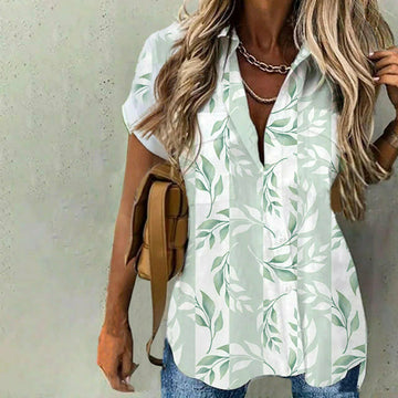 Leaf Print Casual Blouse