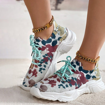 Floral Print Casual Sneakers