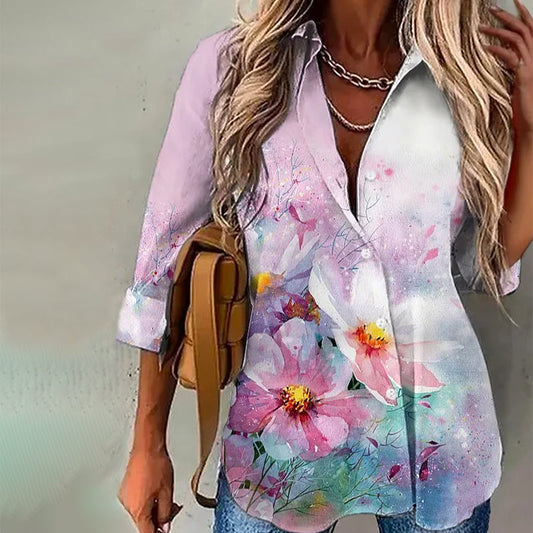 Casual Floral Print Blouse