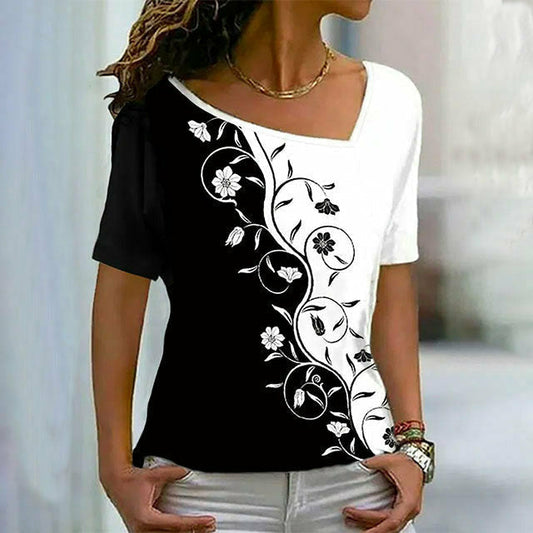 Floral Print Contrast T-Shirt