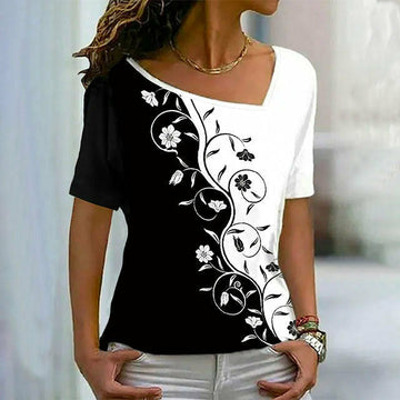 Floral Print Contrast T-Shirt