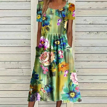 Vintage Floral Print Dress