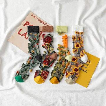 Floral Jacquard Breathable Socks