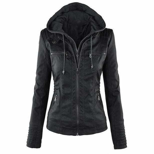 Casual Hooded Leather Jacket